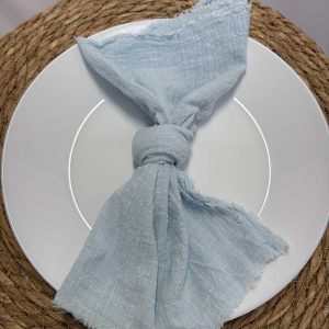 Serviette gaze de coton bleu pastel