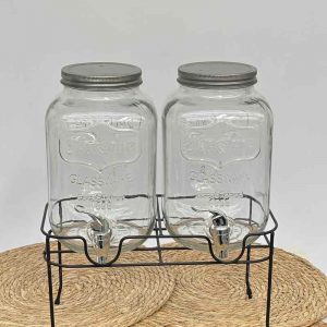 Lot de 2 jarres avec support noir