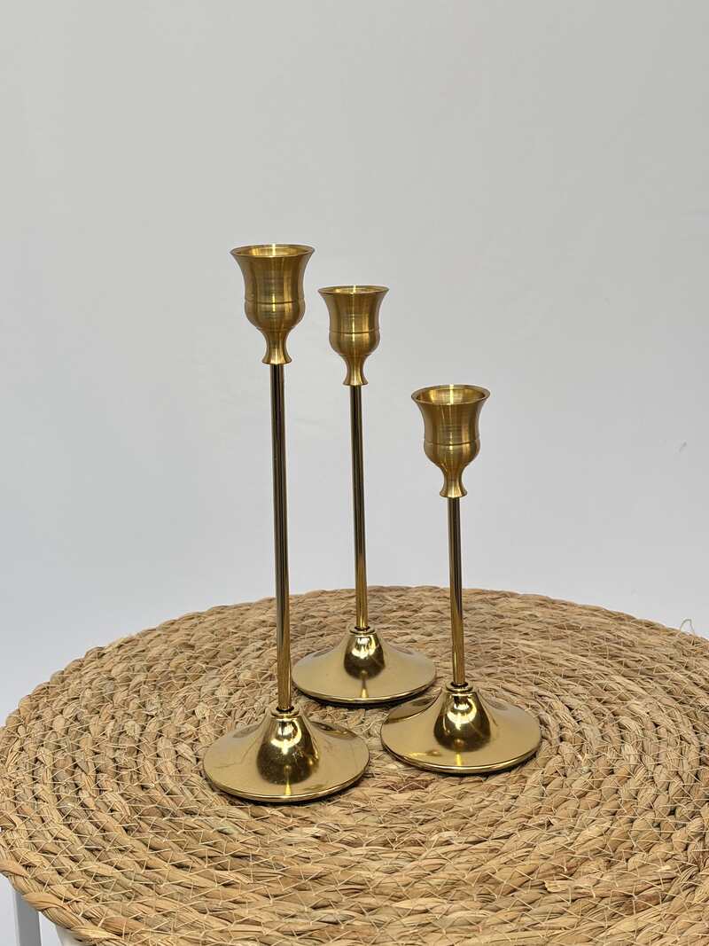 Trio de bougeoirs dorés