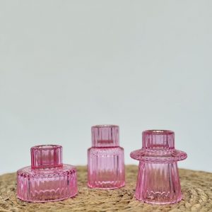 Trio de bougeoir rose