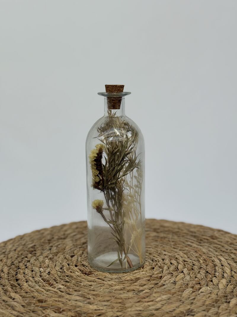 Vase bouteille fleurs séchées